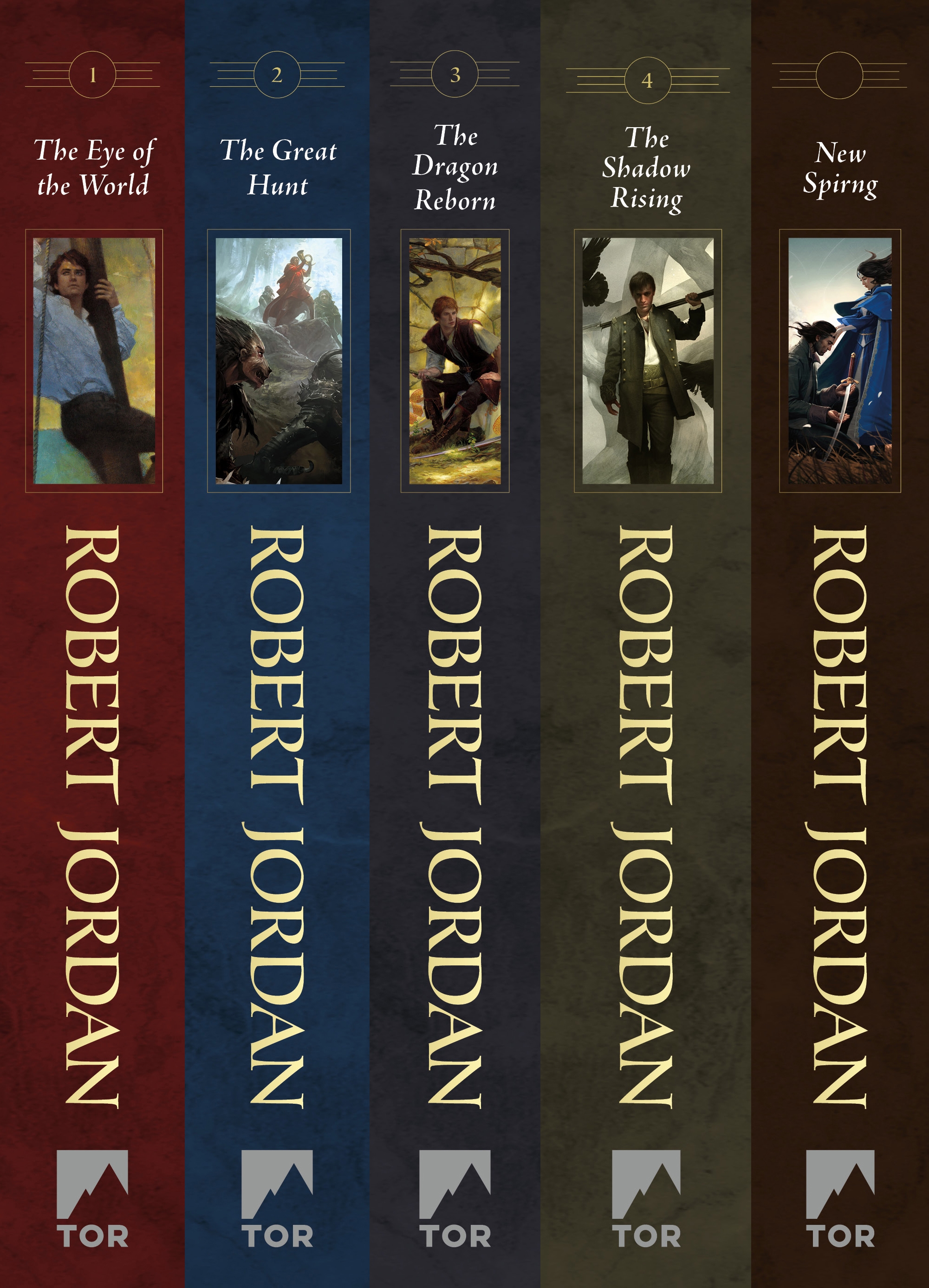 The Wheel of Time, Books 1-4 : (The Eye of the World, The Great Hunt, The Dragon Reborn, The Shadow Rising, New Spring: The Novel) by Robert Jordan