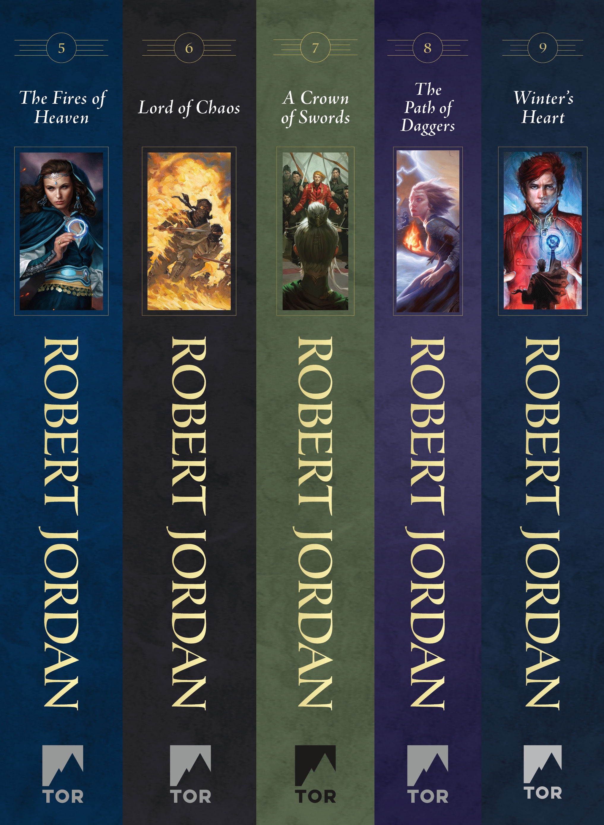 The Wheel of Time, Books 5-9 : (The Fires of Heaven, Lord of Chaos, A Crown of Swords, The Path of Daggers, Winter's Heart) by Robert Jordan