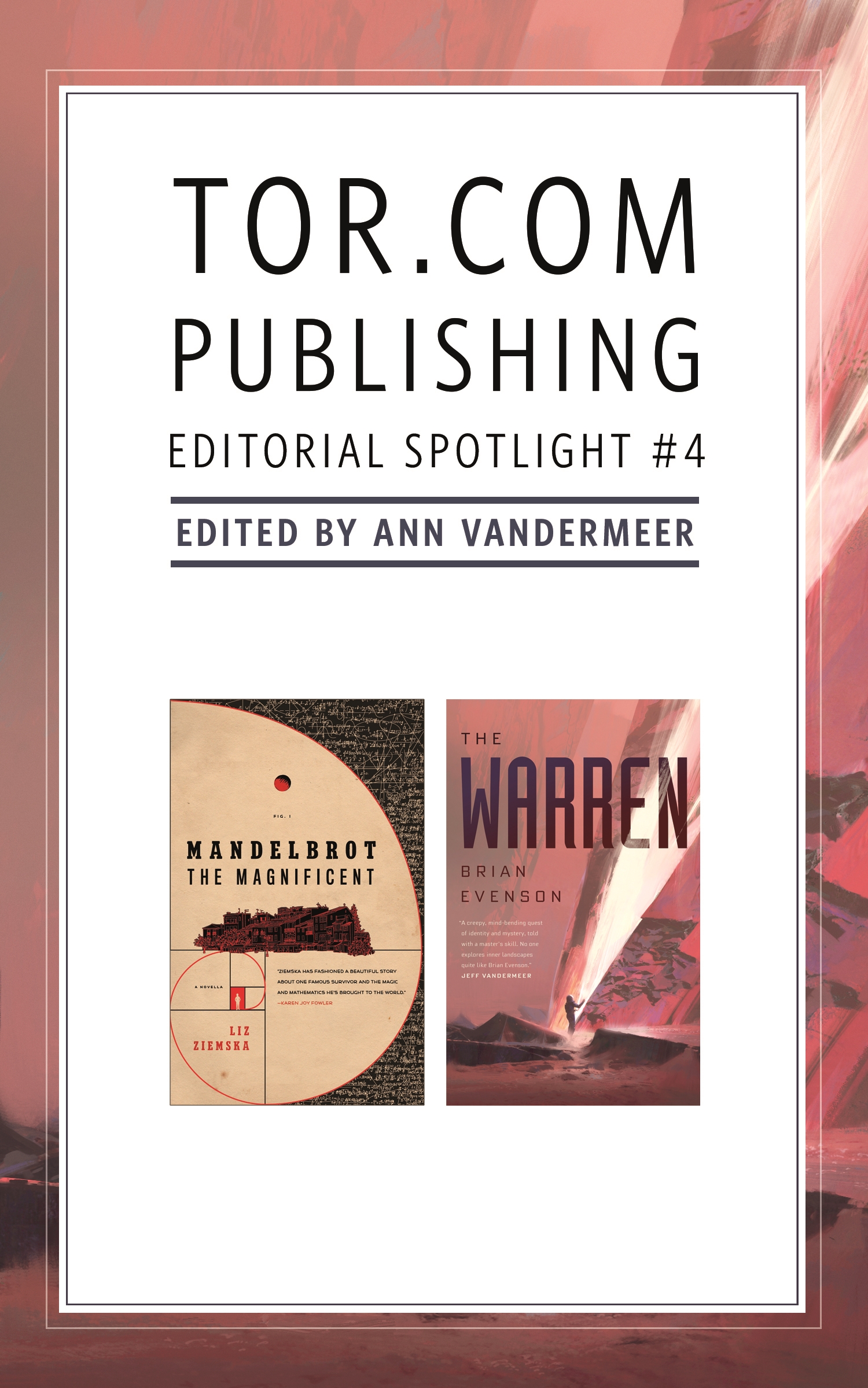 Tor.com Publishing Editorial Spotlight #4 : A Selection of Novellas (Mandelbrot the Magnificent, The Warren) by Ann VanderMeer, Brian Evenson, Liz Ziemska