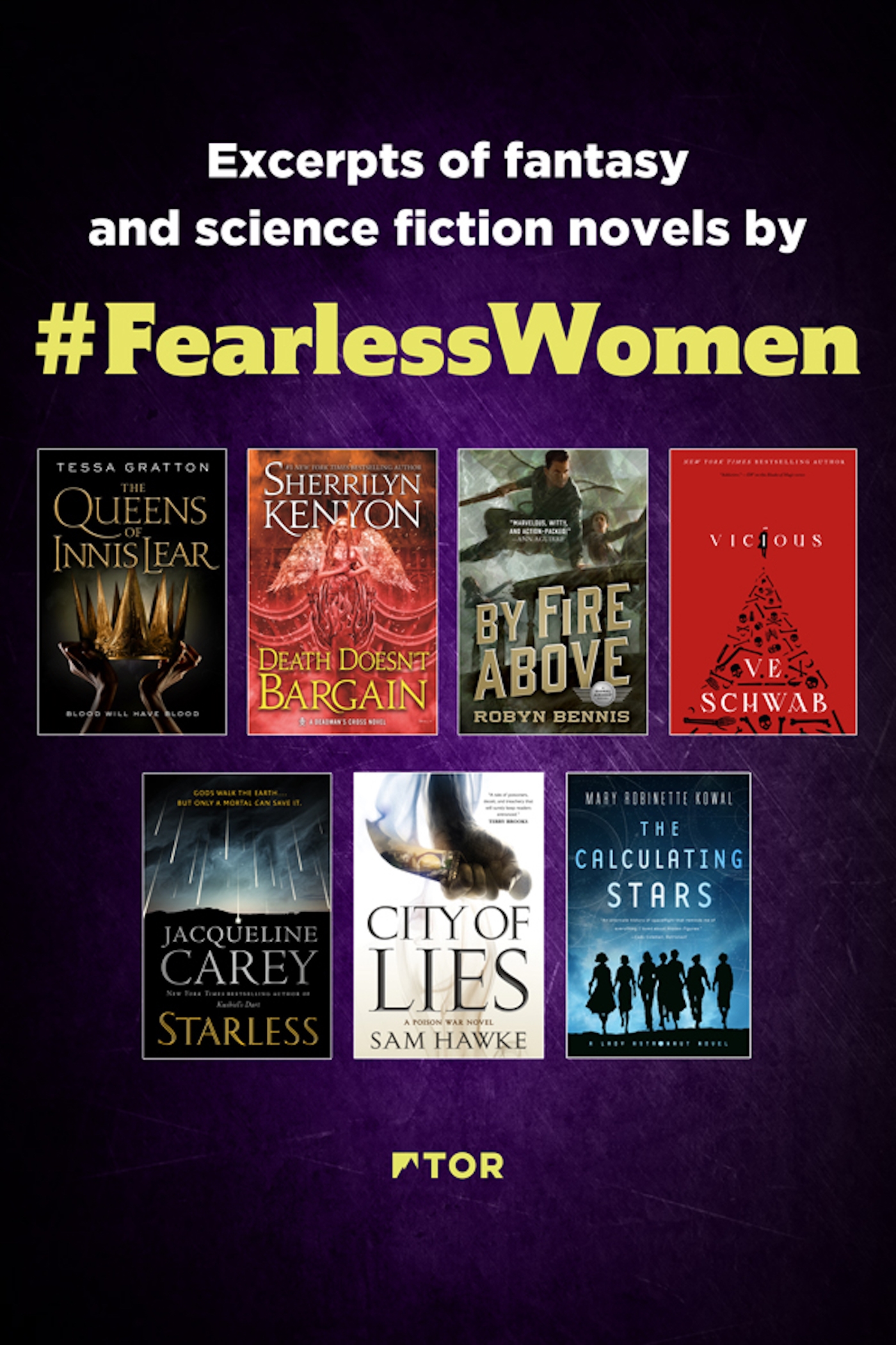 Fearless Women Sampler : Excerpts of Fantasy and Science Fiction Novels by Fearless Women by Tessa Gratton, Sherrilyn Kenyon, Robyn Bennis, V. E. Schwab, Jacqueline Carey, Sam Hawke, Mary Robinette Kowal