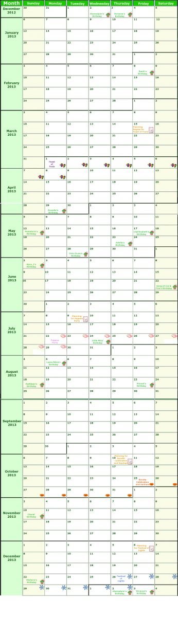 Green Ajah Calendar 2013
