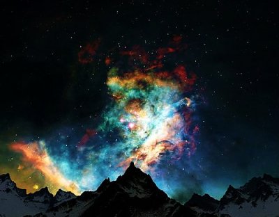 Colorful Mountain Night Sky